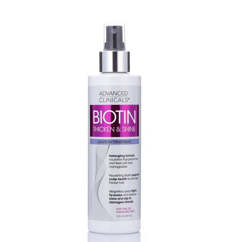 Advanced Clinicals Biotin Hair Spray Thicken & Shine Leave In Treatment, Biotin Detangling Formula Nourishes Fine, Damaged, Or Frizz Prone Hair & ...
