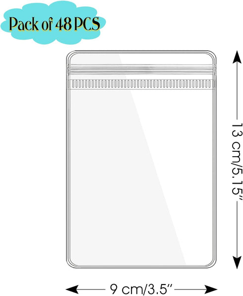 Jewelry Pouch Clear Self Seal Plastic Zipper Bags for Necklace Bracelet Packing Storage Transparent PVC Lock Pouches, Pack of 48...