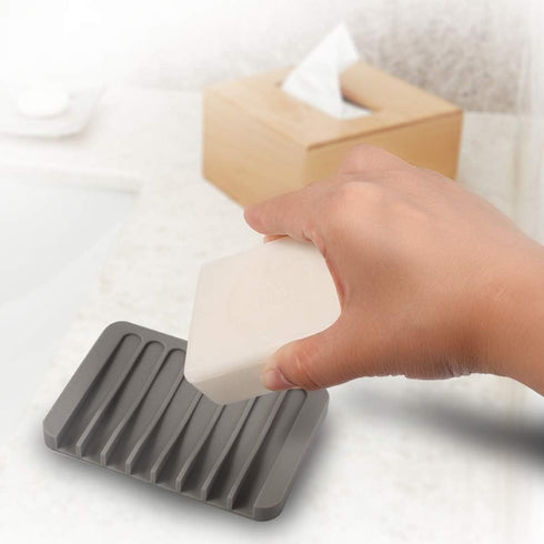 3PCS Self Draining Soap Holder, Premium Silicone Soap Dish, Soap Saver for Shower, Bathroom, Kitchen, Bath Tub, Sponges, Keep Soaps Bars Dry Clean...