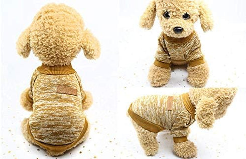 Pet Dog Classic Knitwear Sweater Pet Small Dogs Warm Winter Puppy Shirt Soft Clothing (XS, Khaki)...