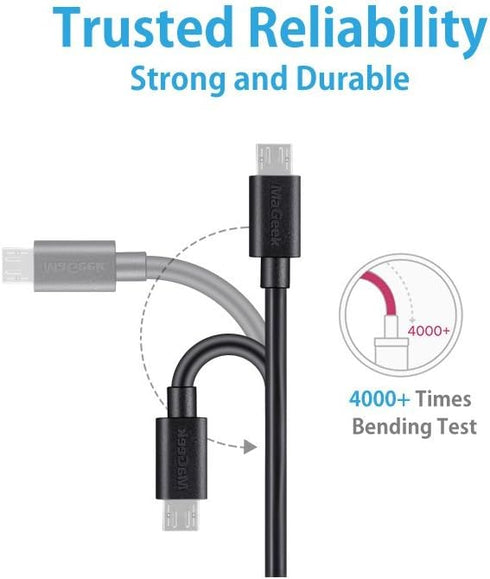 MaGeek Micro USB Cable (2-Pack)(10ft), Extra Long High Speed USB Charge and Sync Cord for Samsung, Nexus, LG, Motorola, Android Smartphones and Mo...