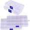 4PCS Plastic Tray, 2x10 2x15 Grids Bead Organizer With Movable Dividers Storage- Adjustable Clear Compartment Plastic Organizer-Travel Organizer B...