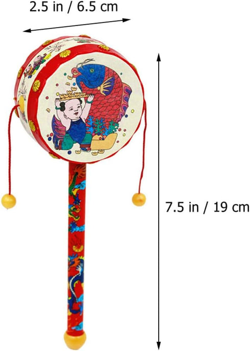 Toddmomy Baby Tots Baby Tots Wood Baby Hand Wooden Monkey Drums Rattle Drum Wooden Baby Musical Toys Rattle Toys Chinese Balancing Toys Infants To...