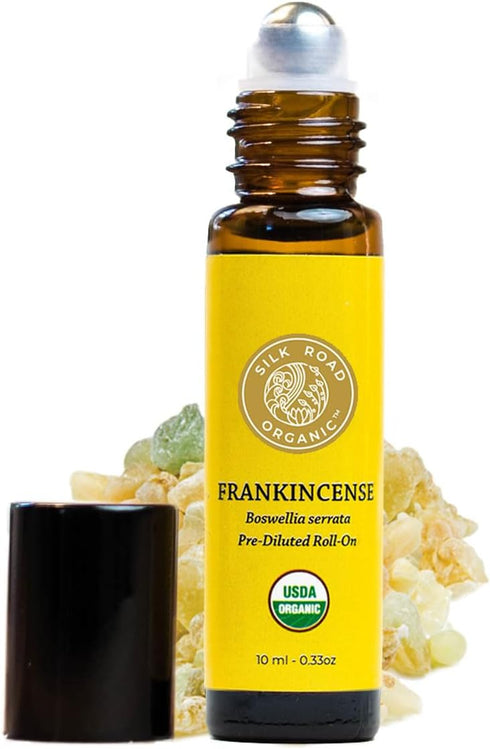 Organic Frankincense Serrata Essential Oil Roll on, 100% Pure USDA Certified Aromatherapy - 10 ml Roller by Silk Road Organic - Always Pure & Orga...