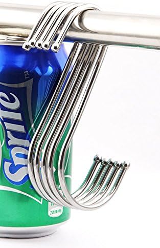 10 Pack Premium 4.5 inch Heavy Duty Stainless Steel S Hooks - S Shaped Hook - Hanger Hooks - Ideal for Hanging pots and Pans, Plants, Utensils, To...