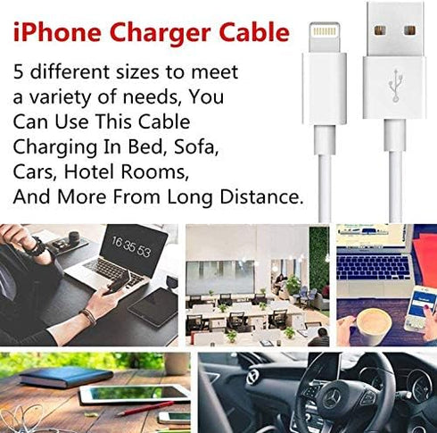 iPhone Charger Cable Lightning Cable Mfi Certified 5Pack(3ft/3ft/6ft/6ft/10ft) USB Fast Long iPhone Charging Cords Compatible iPhone XS/Max/XR/X/8...