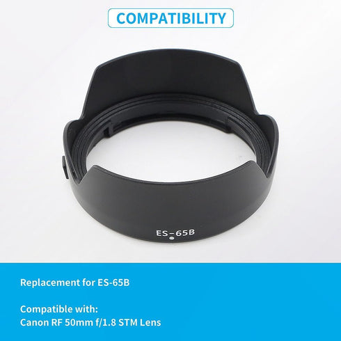 Camera Lens Hood Shade, Dedicated Bayonet Mount Hood Compatible for Canon RF 50mm f/1.8 STM Lens for R100 R50 R10 R7 R6 Mark II R6 R5 RP R Replace...