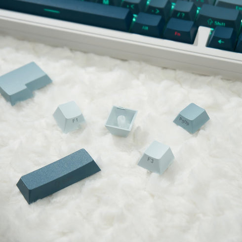 Blue Gradient Double Shot Keycap,PBT Side Printed Keycaps, Backlit Keycaps, Shine Through Keycaps, 136 Keys Cherry Profile Keycaps Set for Mechani...