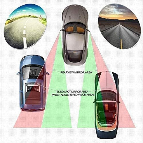 Blind Spot Mirror, Amfor HD Glass Convex Lens Frameless Adjustable Blind Spot Mirror for All Universal Vehicles Car Stick-on Design (2 PCS) (Recta...