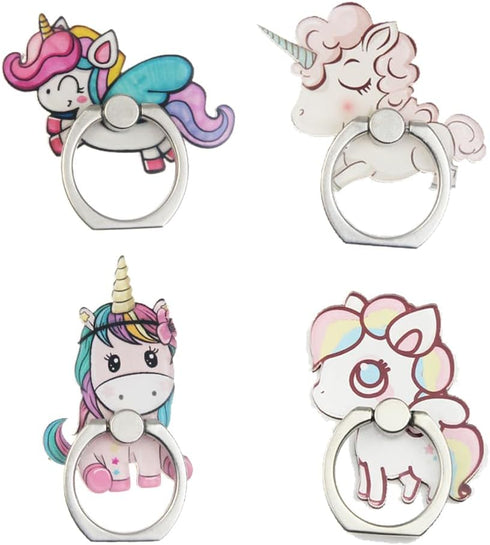 4Pcs Phone Ring Holder Stand, Cute Unicorn Sea Shell Conch 360 Rotation Finger Ring Grip Kickstand Mount for Cellphones and Tablets (Unicorn Ring)...
