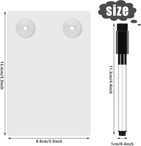 2 Pieces Shower Whiteboard with Suction Cup Waterproof Shower Board with Pen Waterproof White Board Writing on The Bathroom Wall with Pen for Home...