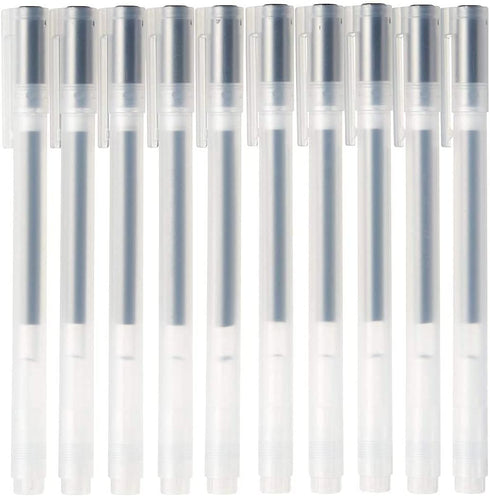 MUJI Gel Ink Ballpoint Pen Cap Type 10-Pieces Set, 0.5 mm Nib Size, Black...