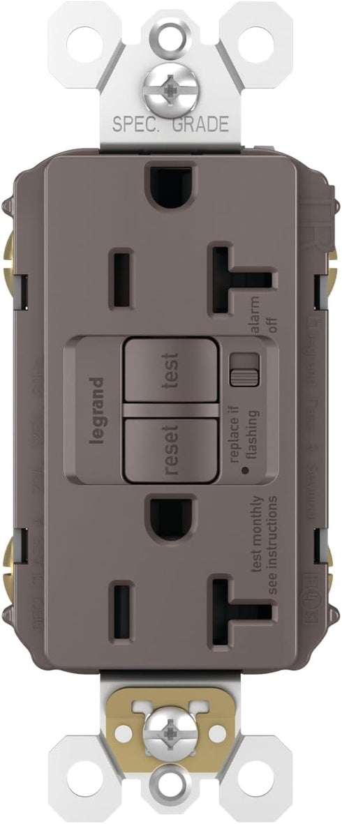 Legrand radiant 1597TRA 15 Amp GFCI Self Test Tamper Resistant Decorator Duplex Outlet with Audible Alarm, Brown (1 Count)......