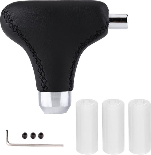 Acouto Automatic Shift Knob with Button Hand Stitched PU Leather Car Gear Shift Knob Cover with Adapters for Automatic Vehicles Black...