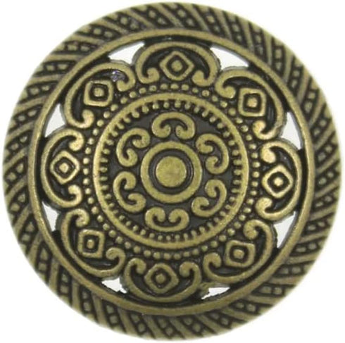 Bezelry 12 Pieces Lacework Pattern Metal Shank Buttons. 22mm (7/8 inch) (Antique Brass)...