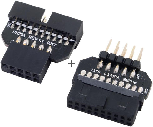 chenyang 2 Pack USB 2.0 Front Panel Header 9/10Pin Male/Female to 19/20Pin Male/Female Mainboard Header Gender Changer Connector Adapter...