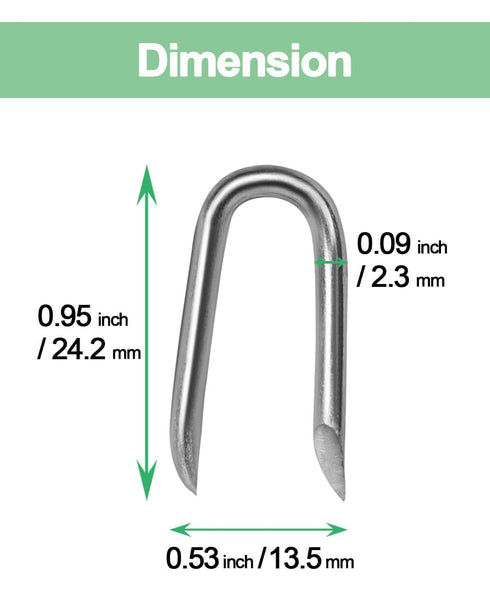 vensovo 200pcs Wire Fence Staple - Steel U-shaped Nail for Wire Mesh, Galvanized Fasteners Nails for Fixing Wooden Fence Chicken Wire Staple...