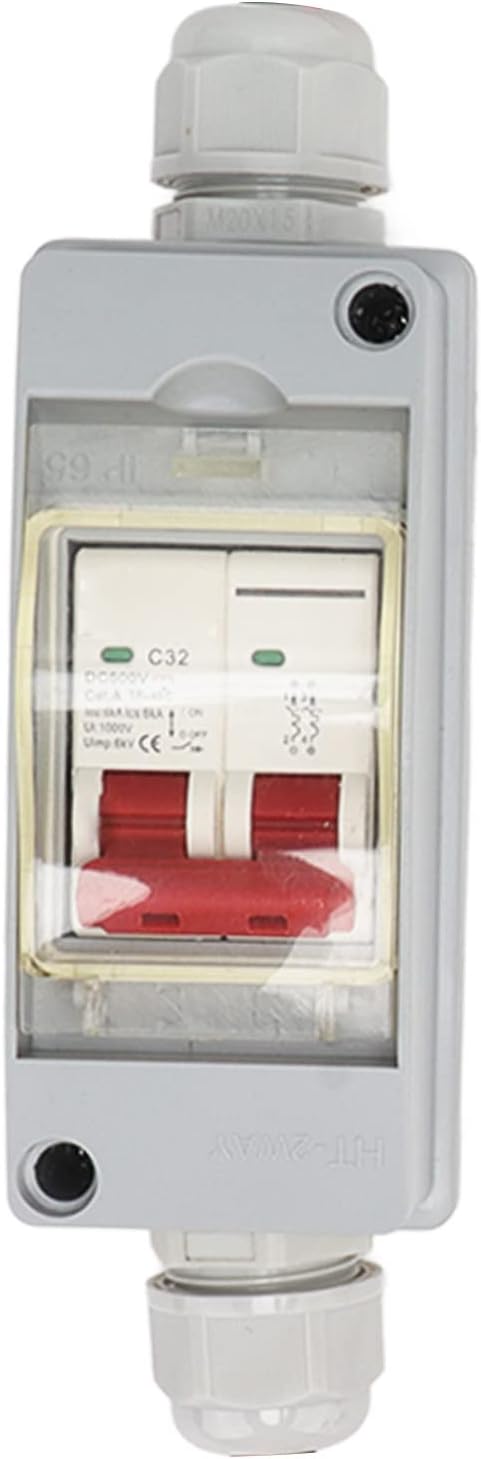 Circuit Breaker MCB 2P DC 500V 32A 1 String Input Output DC Disconnect Switch with IP65 Distribution Box (without Cable)...
