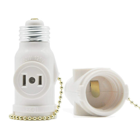 2 Outlet Light Socket Adapter,E26 Bulb Socket to Outlet Splitter,Converts Medium Screw Socket into a Socket with Two outlets,Polarized Outlet,with...