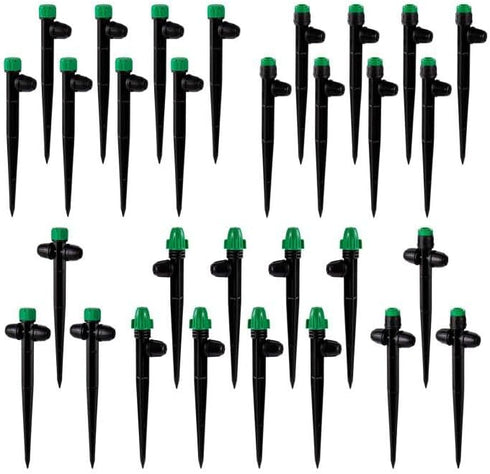 30Pcs Drip Irrigation Emitters Sprayer with Lock Barbed for 1/4" Drip Irrigation Tubing Leak-Proof Adjustable Micro Spray Irrigation Drippers for ...