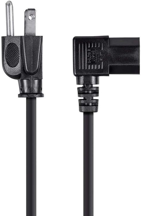 Monoprice 6ft 14AWG Right Angle Power Cord Cable w/ 3 Conductor PC Power Connector Socket (C13/5-15P) - Black...