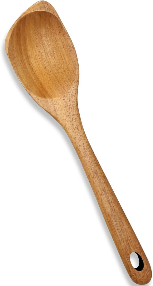 Large Wooden Spoons for Cooking Spatula Mixing Serving Spoon Acacia Best Wood Corner Spoon Non-Stick Spoons Kitchen Utensils Long Handle Spoon Big...