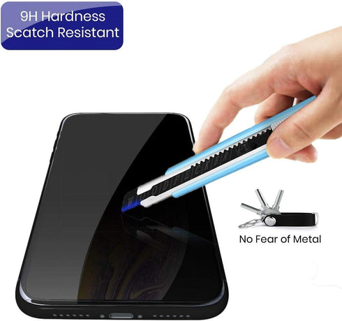 4 Way 360° Privacy Tempered Glass Screen Protector for iPhone 11 Pro/iPhone Xs/iPhone X, Horizontal and Vertical Anti Spy 9H Scratch Resistant Cas...