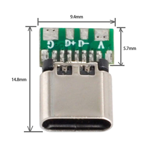 cablecc 10set DIY 4pin USB 2.0 Type C Female Socket Connector SMT Type with PC Board & Housing & 3.0mm SR...
