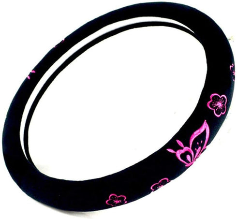 Mayco Bell Automotive Women Embroidery Cute Car Steering Wheel Cover (Pink)...