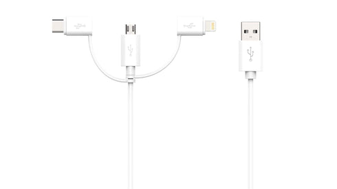 Apple MFI Certified 3-in-1 Cable, Lightning/Type C/Micro USB Cable for iPhone, iPad, Huawei, HTC, LG, Samsung Galaxy, Sony Xperia, Android Smartph...