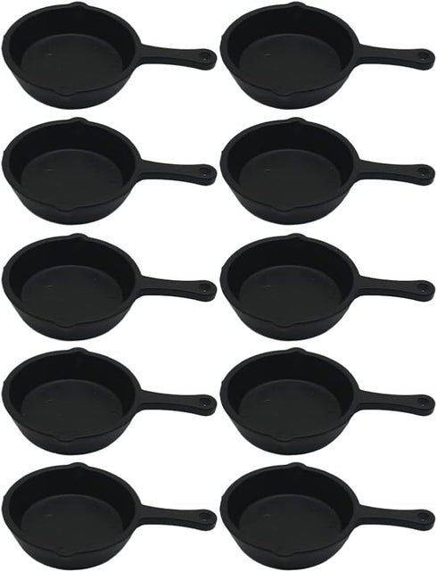 ARTIBETTER 10pcs Miniature Skillet Mini Cast Iron Skillet Small Frying Pan Set for Baked Cookie Brownie Dollhouse Kitchen Accessories...