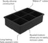 Ice Cube Trays Large Size Flexible 6 Cavity Ice Cube Square Molds for Whiskey and Cocktails, Keep Drinks Chilled (2Pcs)...