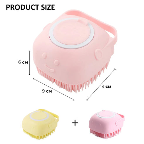 Dog Bath Brush Scrubber Soft Silicone Pet Grooming Brush Bath Shampoo Massage Dispenser Shower Brush For Short Long Haired Dogs And Cats (Blue+Pin...