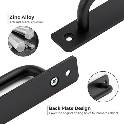 Ravinte Barn Door Handles 6 Pack Sliding Door Handle 6.3" Hole Center Barn Door Handles Black Cabinet Handles Door Pull Handle Zinc Alloy Door Pul...