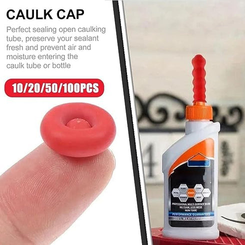 10Pcs Red Caulk Cap, Caulk Saver Cap for Sealing and Preserving Open Caulking Tube, Universal Fit Caulk Tube Latex Sealing Caps Adhesive Caulk...