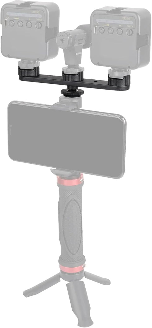 ChromLives Cold Shoe Mount Triple Shoe Mount Extension Bar Hot Shoe Adapter Camera Bracket with 1/4 Screw for Tripod/Microphone/LED Light Compatib...