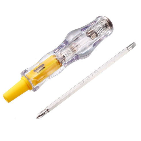 uxcell Voltage Tester Pen AC 100-500V with 3.5mm Slotted Phillips Screwdriver 151mm Length for Circuit Test, Clear and Yellow...