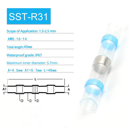 Anlin 250 Pcs Solder Seal Wire Connectors, Heat Shrink Butt Connectors, Waterproof and Insulated Electrical Wire Terminals, Butt Splice (250PCS)...