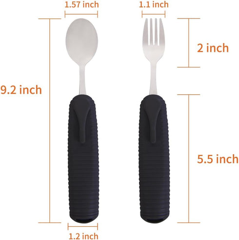 Adaptive Utensils Spoons Forks Set,Open Handle Design Provides Several Positions for Arthritis, Disabled People, Elderly (1 Set)...