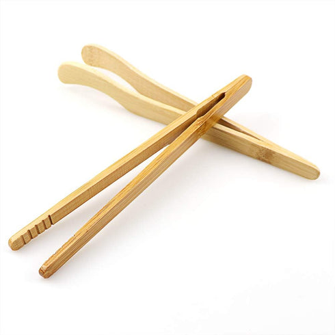 Hysagtek Bamboo Toast Tongs - Wooden Bread & Pickle Serving Tongs (8 Pack/7.08inches)...