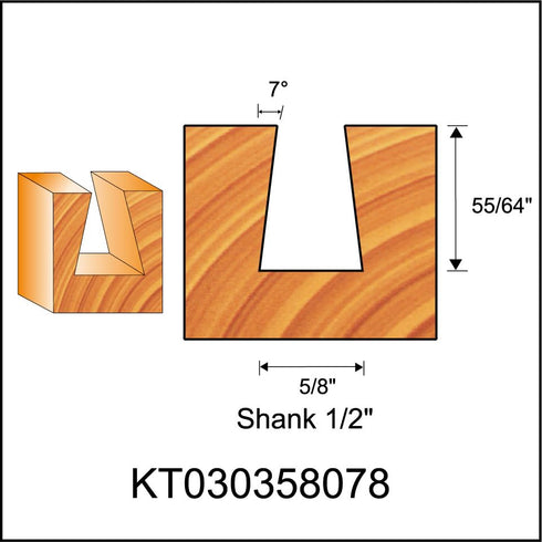 Router Bits, Carbide Tipped 7-Degree Dovetail Bit for Joinery, Industrial Grade Blue Cutting Tools for Woodworking (1/2 Inch Shank x 5/8 Inch Diam...
