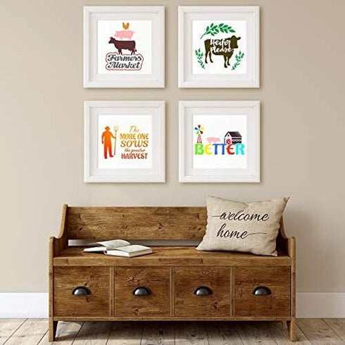 20 Pieces Farmhouse Stencils Reusable Farm Painting Stencils Farm Theme Drawing Art Template for Scrapbooking Drawing Tracing DIY Furniture Wall F...