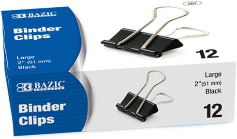 BAZIC Large 2-Inch (51mm) Black Binder Clip...