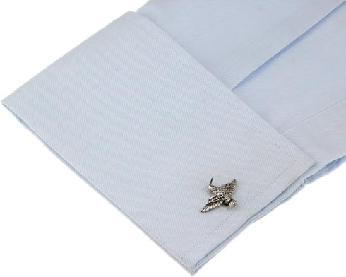 Hummingbird Bird Flying Pair Cufflinks in a Presentation Gift Box & Polishing Cloth...