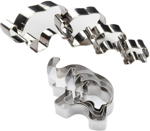 Elephant Cookie Cutter Set of 4 Counts Animal Biscuit Cutter Baby Shower Press Cookie Molds Stainless Steel Metal Fondant Cutter (Elephant Cookie ...