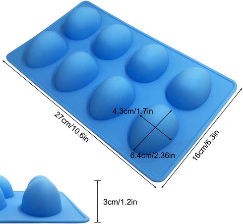 SENHAI 3 Pcs Egg Shape Silicone Molds, 8-Cavity Food-grade Baking Mold for DIY Cake Decoration,Chocolate, Pastry, Muffin, Bread, Ice Cube, Soap - ...