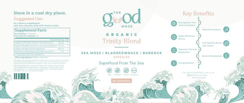 Trinity Blend Superfood -Sea Moss, Bladderwrack and Burdock Root Supplement for Overall Health Support, Hair, Skin and Nails 60ct...
