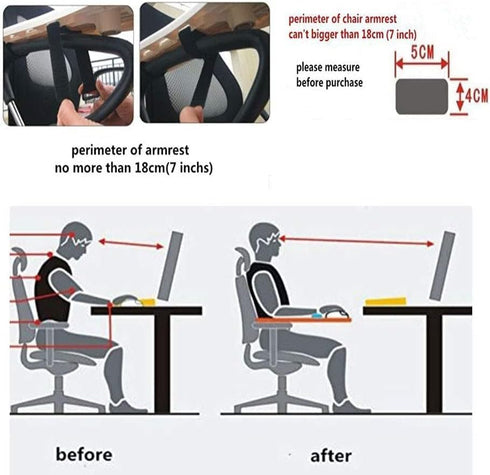 Ergonomic Mouse Tray for Chair Arm Rest Mouse Pad Armrest with Wrist Rest Elbow Support Mouse Platform Gaming Chair Arm Mouse Tray Chair Mount Arm...