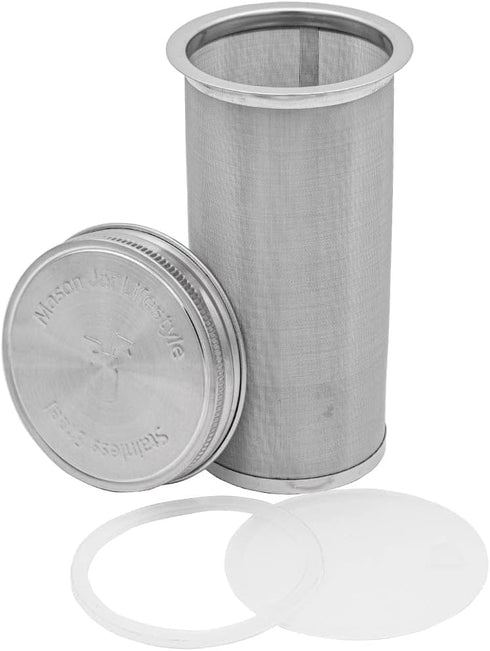 32oz Quart Cold Brew Coffee and Tea Maker Stainless Steel Filter for Mason Jars With Lid and 2 Silicone Seals (No Jar)...