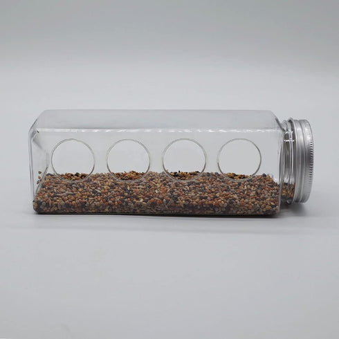 Button Quail Transparent Feeder Feed Box Seed Food Container (4 Holes)...